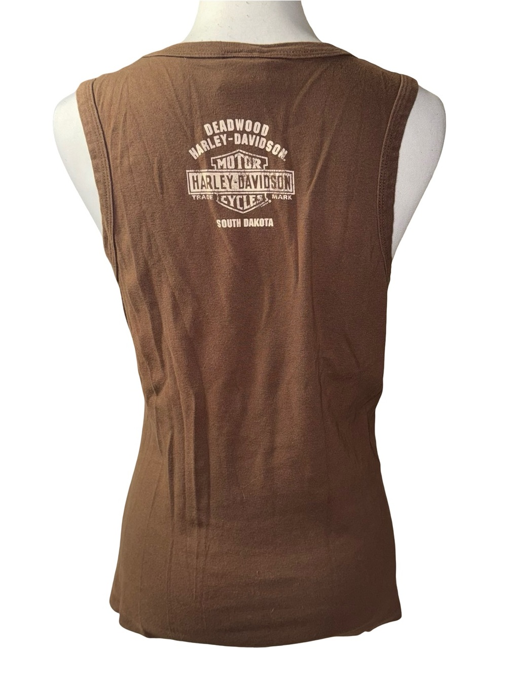 Harley-Davidson Women's Brown Sleeveless Logo Tank Top Sz XL - Picture 4 of 7